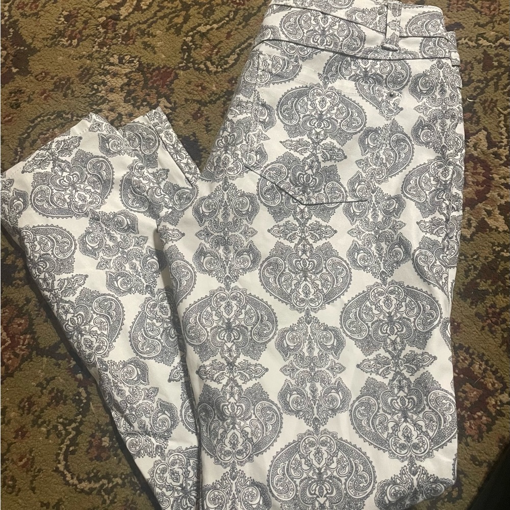 INC Gray Paisley Patterned Pants